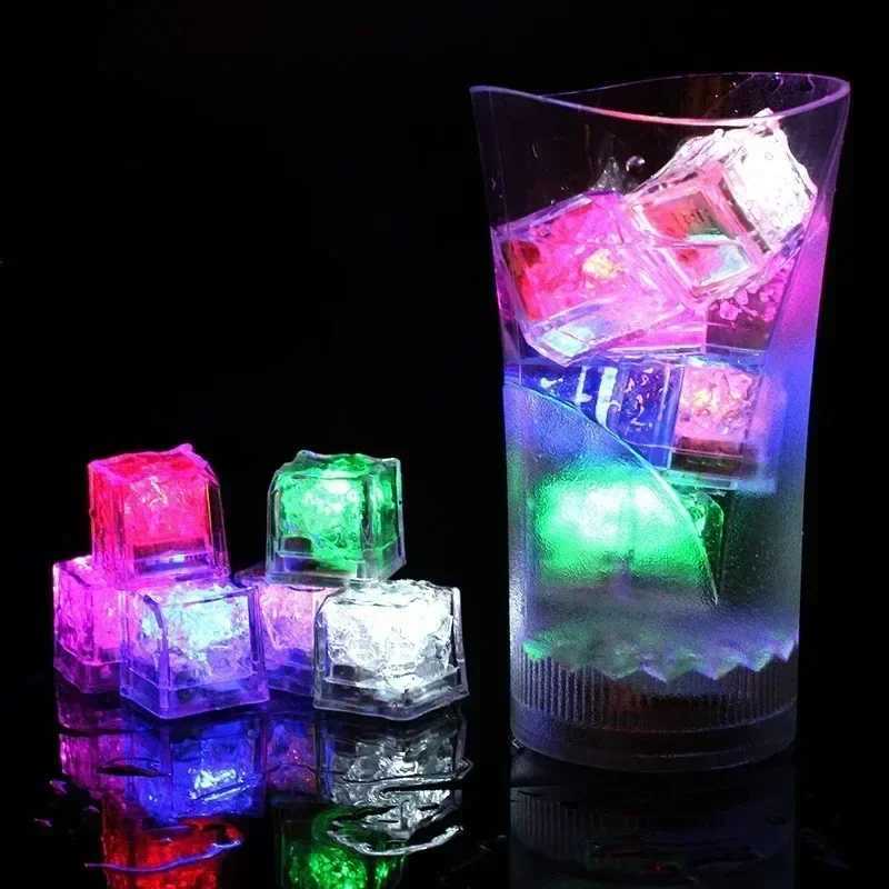 6Pcs LED Luminous Ice Cube Toy Glowing Colorful Sensor Light for Kids Bath Party Bar Wine Glass Water Decor Festival Night Light C2509131