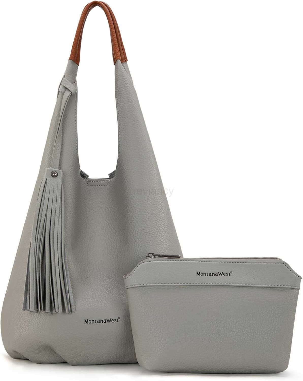 Women Slouchy Handbags 2PCS Tassels Shoulder Bag with ComESTic BagW250913