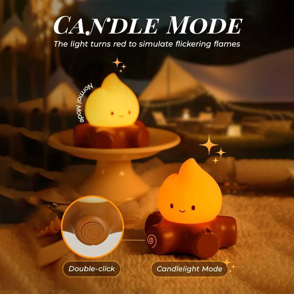 Campfire Night Lights With White Noise Creative Room Decoration Atmosphere LED Light Desk Lamp For Kids Christmas Birthday Gifts C250913