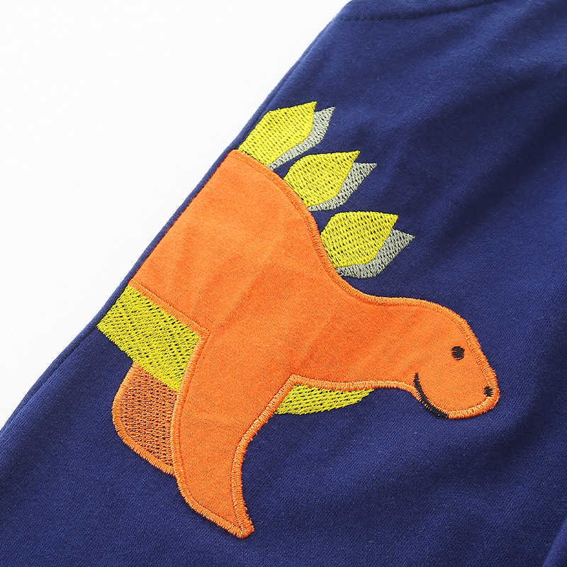 Autumn Children's Set Fashion Dinosaur Embroidery Crew Neck Boys' Sweatshirt Set Knitted Cotton Children's Long Pants