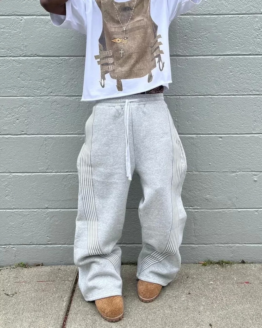 New y2k Embroidered Gray Casual Pants Camo Functional Tactical Mens Premium Jogging Drawstring Sweatpants Z260315