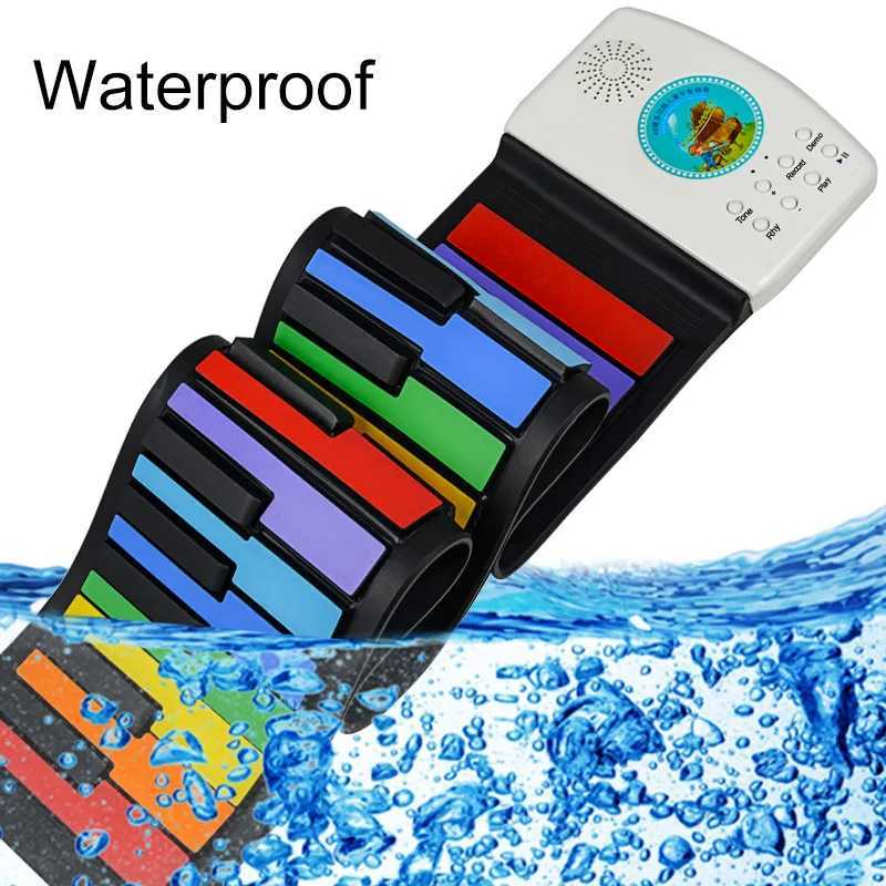 Rainbow Color Handroll piano keyboard Waterproof 49 Keys piano toy for kids music toy Piano Silicone Rechargeable Kids Child C250913