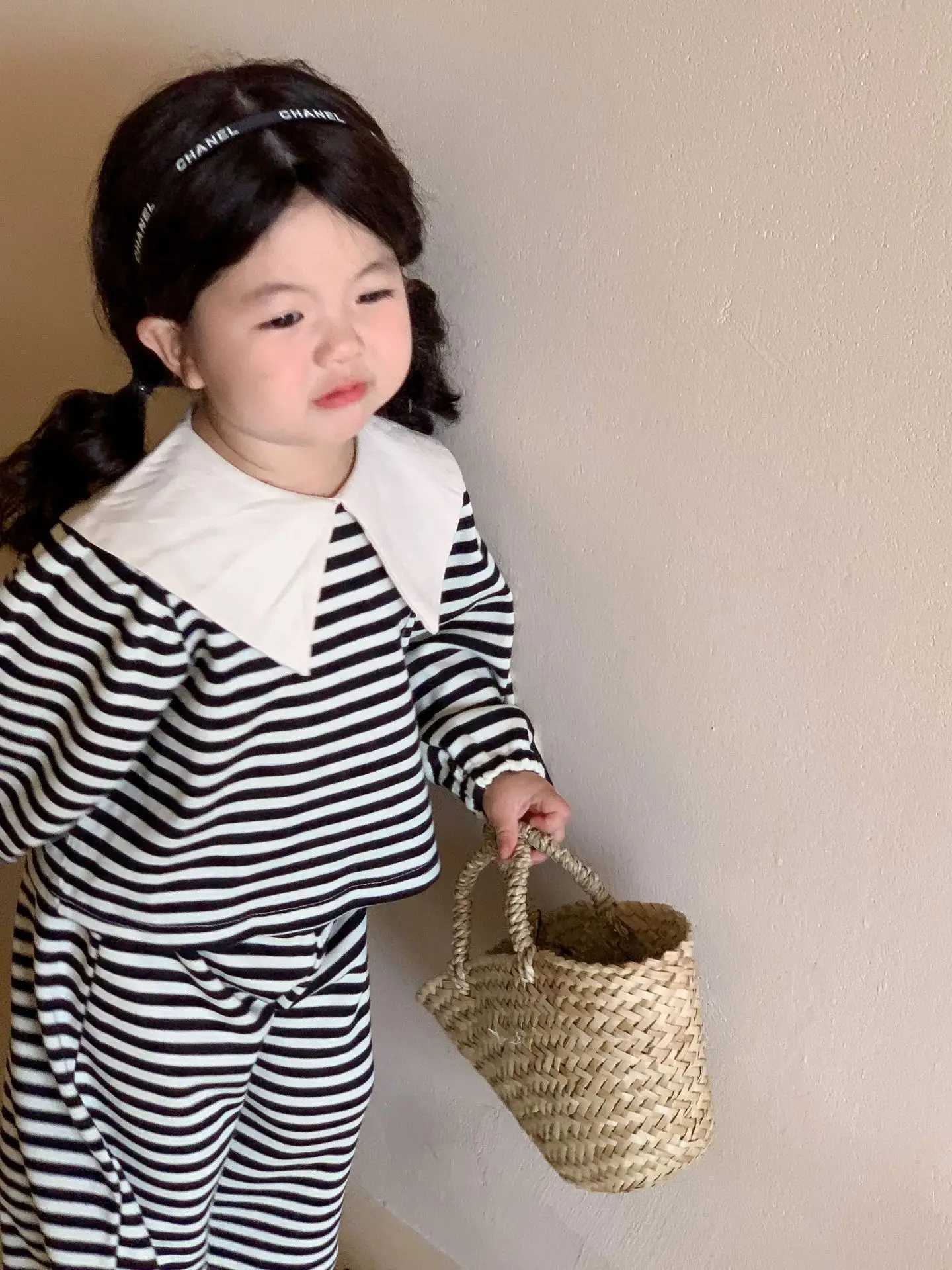 Childrens Clothing Sets Big Lapel Striped Top and Wideleg Pants 2pcs Sets Baby Girl Outfit Set Toddler Girl Clothes C2509131