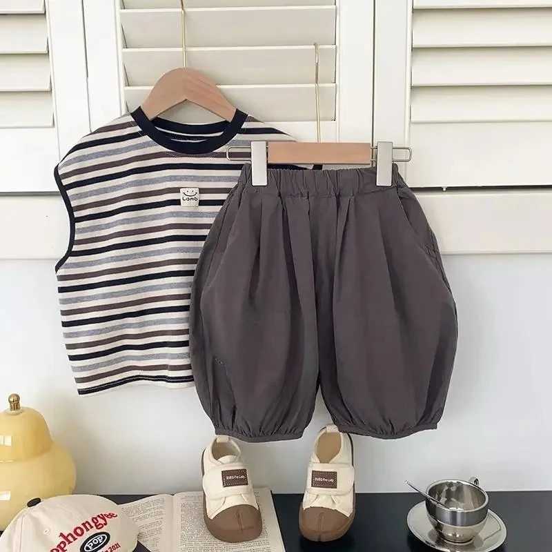 Summer Baby Clothes Sets 2 Pcs Kids Vest Short Boys Girls Tshirt Summer Thin Breathable Toddler Baby Clothes Sets Korea Style C250913