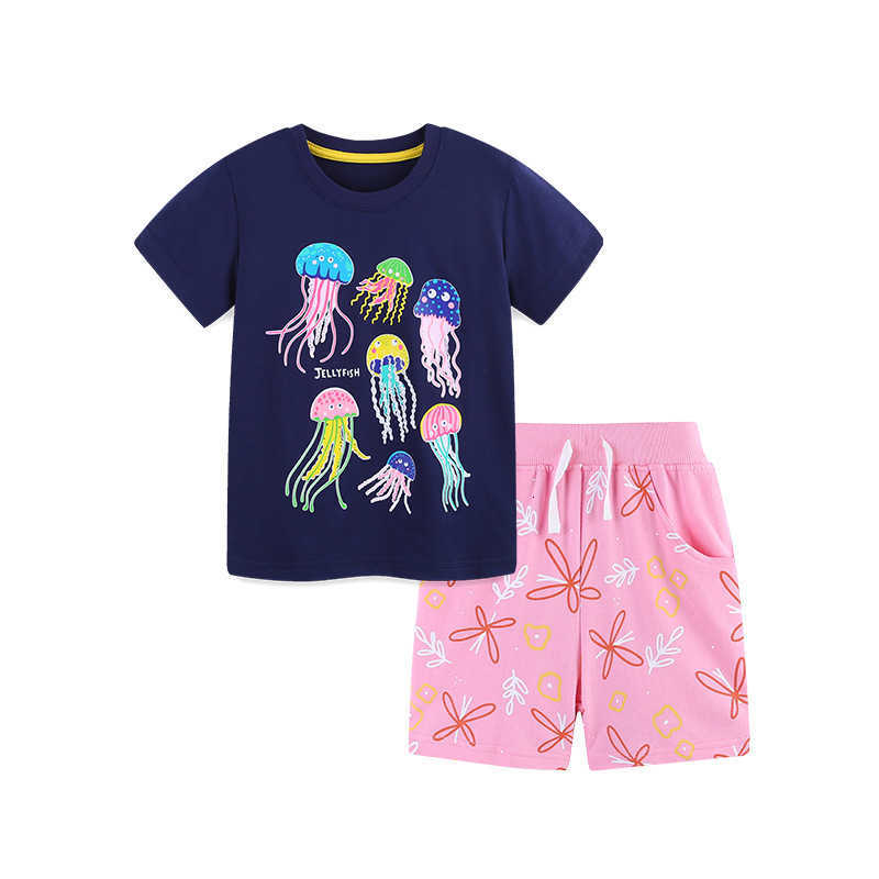 Girls' Short Sleeve Set Summer New Printed Children's Set Fashion Kids' Clothing