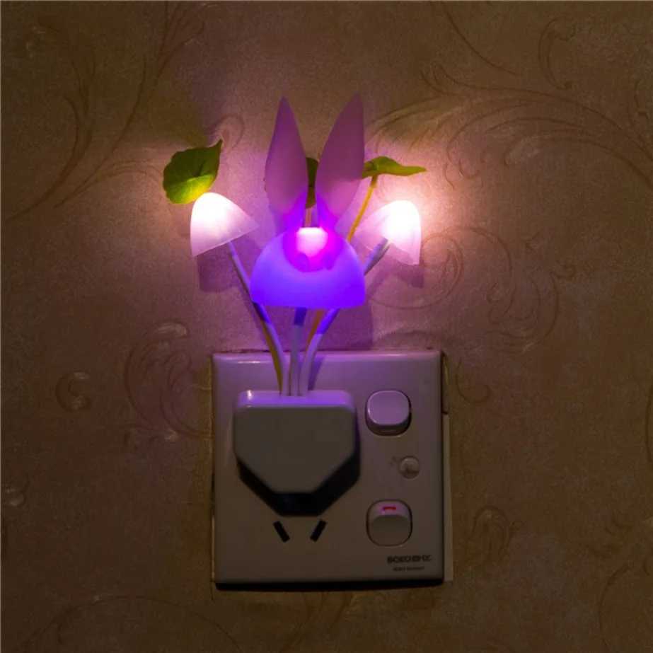 LED Night Light Automatic Sensor Night Lamp EUUS Plug in Wall Light 110V220V 3 LED Mushroom Night Lights For Children Bedroom C250913