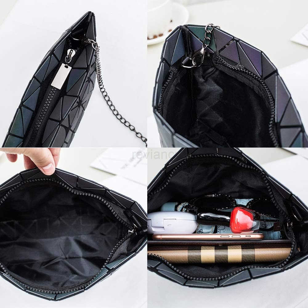 Womens Geometric Luminous Purse bags Ladies Top Handle Satchel BagsW250913
