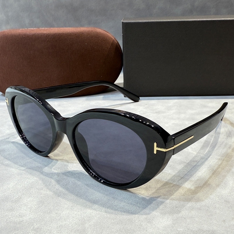 luxury Oval sunglasses for women's designer summer shades polarized eyeglasses black vintage oversized sun glasses of women male sunglass with box