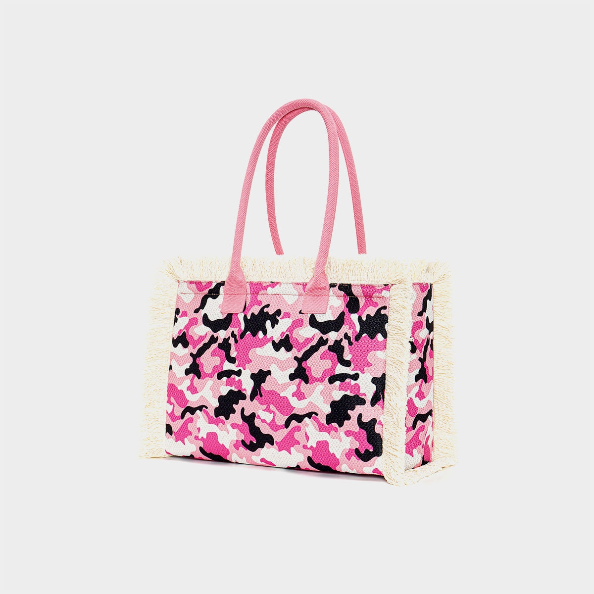 HERMIN 2025 new women's camouflage handbag tote bag large capacity canvas tassel fashion trend retro print