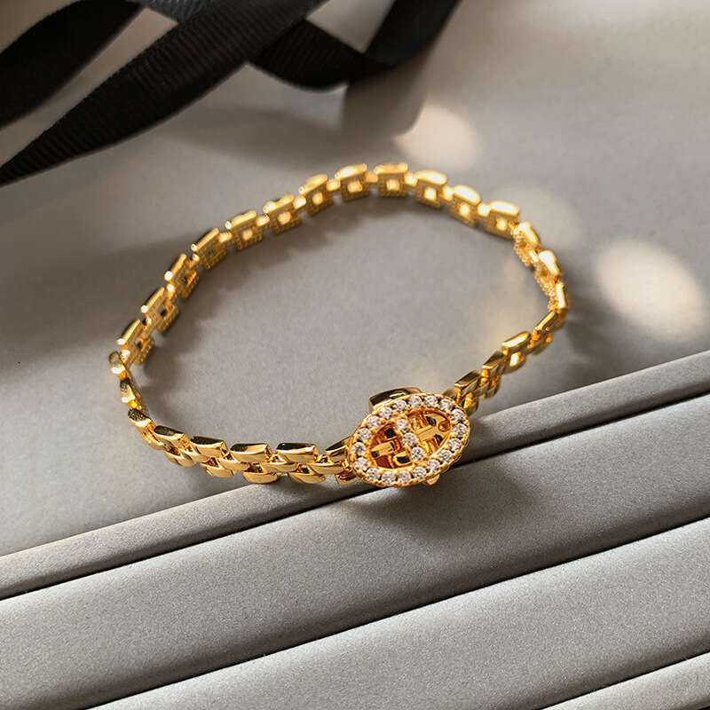 New Gold and Sier Full Dia Pig Nose Open Bracelet for Women, Light Niche Exquisite High-end Jewelry