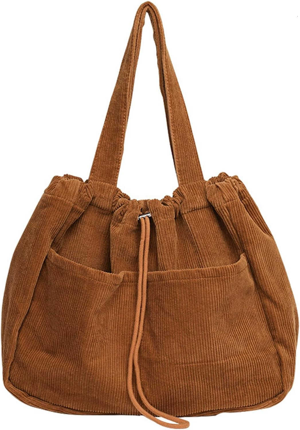 Corduroy Tote Bag for Women Large Capacity Corduroy Bag Work Drawstring Bags with Inner Pocket Office Tote HandbagW250913