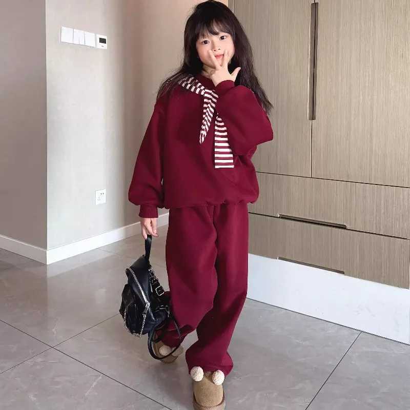Sweatshirt Set Casual Twopiece Hoodie Shawl Top Pants 2Piece Kids Winter Clothes Autumn Wear 2025 Girl Clothing Girlss Sets C250913