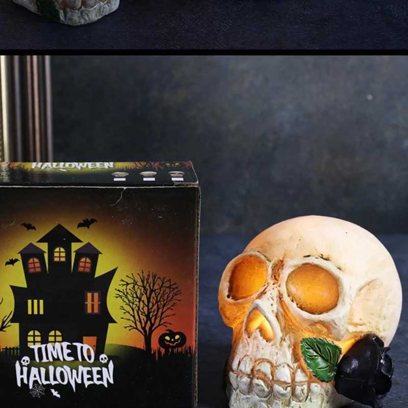Halloween Lights Rose Skull Resin Lights Horror Themed Atmosphere Indoor and Outdoor Decoration Lawn Lights C250913