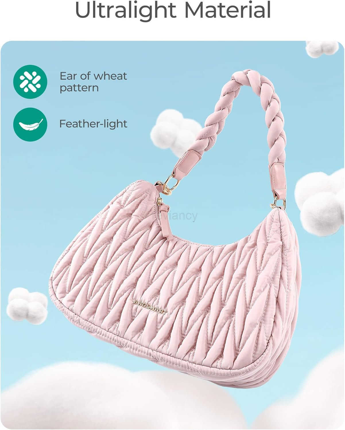 Small Shoulder Bags for Women Puffy Cute Purses for Women with Woven TopHandle Quilted Crescent Hobo HandbagW250913