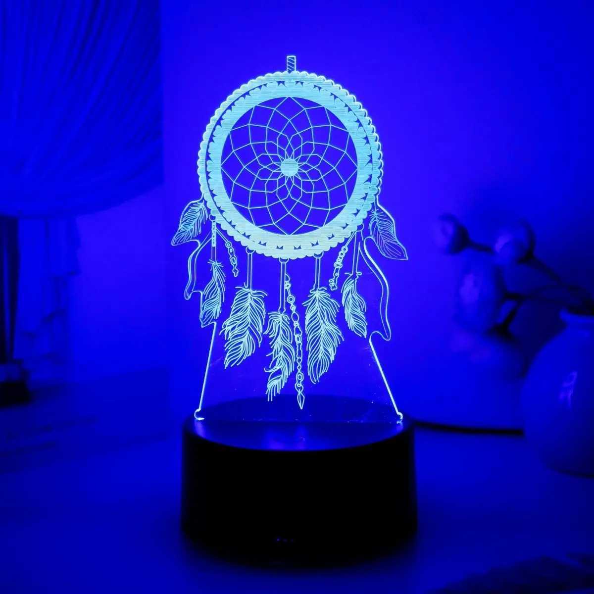 USB Dreamcatcher 3D Night Light Touch Seven Color Gradient Creative Desktop and Bedroom Atmosphere Light Room Decoration Light C250913