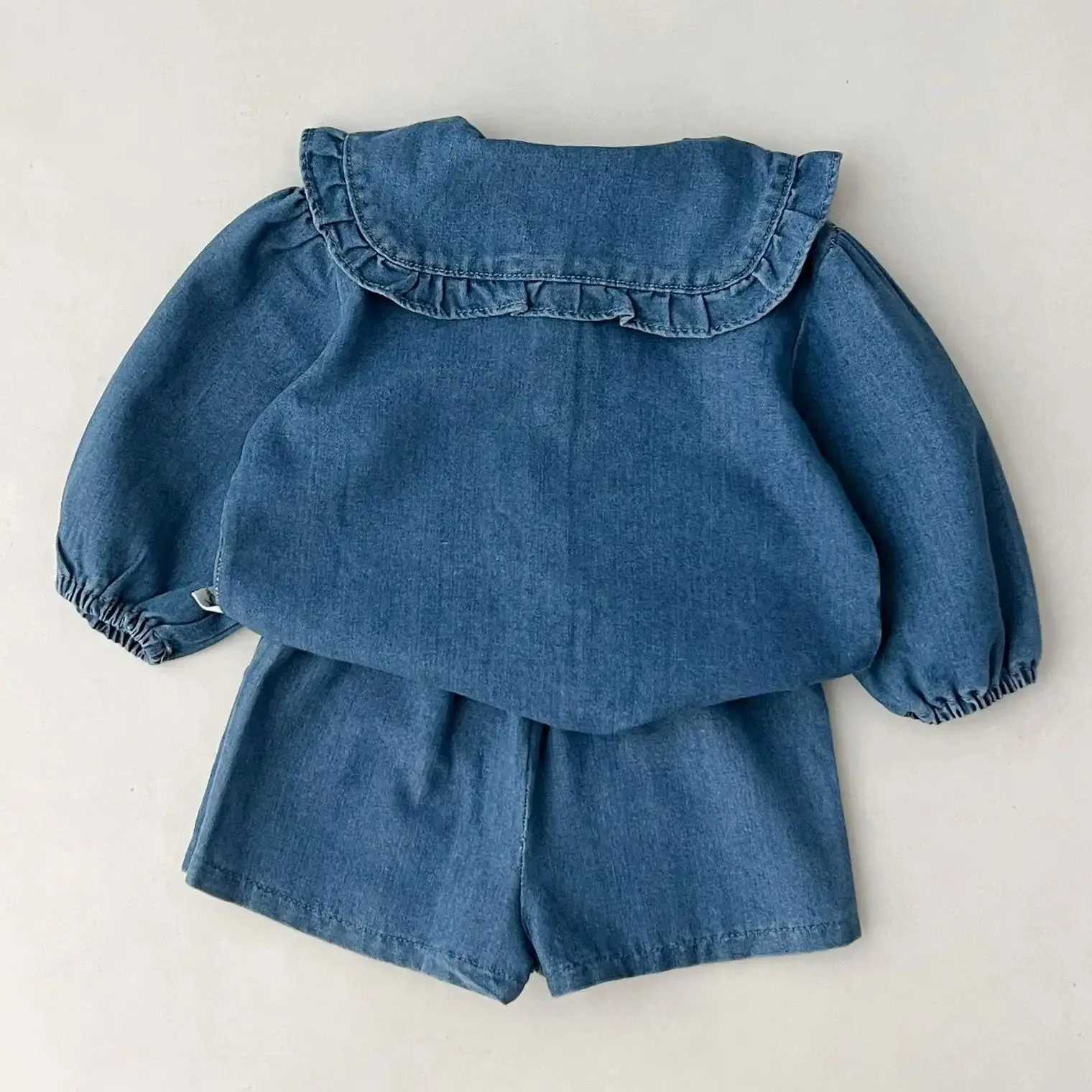 Autumn Toddler Outfit Sets Cute Girls Long Sleeve Denim Tops With Jeans Shorts Childrens Clothing For Kids Casual Daily Wear C250913