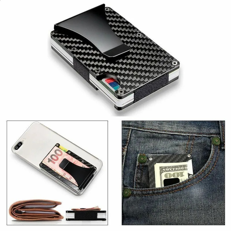 Minimalist Carbon Fiber RFID Holder Ultrathin Mini ID Credit Card Holder Aluminum Alloy Mens and Womens Wallet 250912