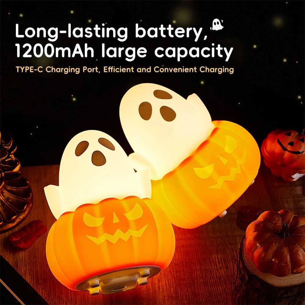 Hallowee Pumpkin Ghost Night Light Silicone Colorful Holiday Night Lamp Touch Sensor Rechargeable Beside Lamp For Holiday Decor C250913