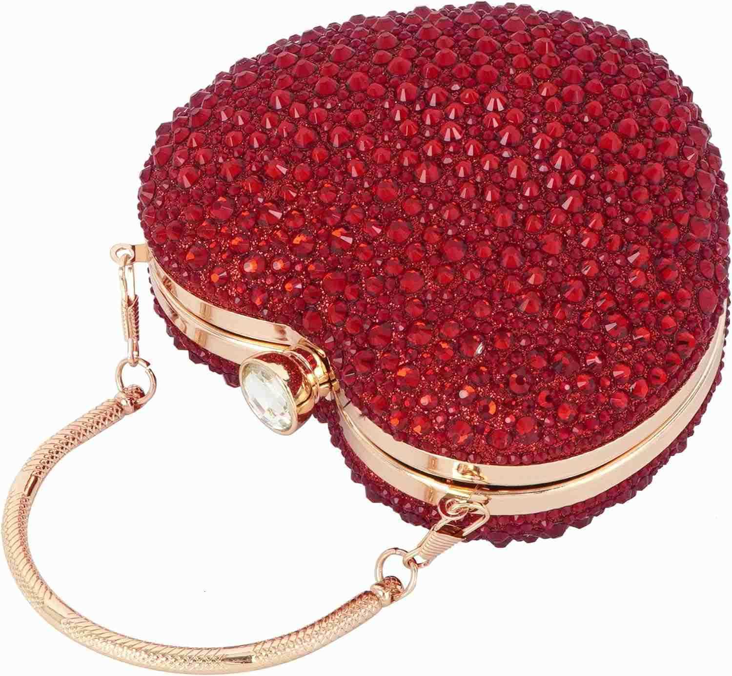 Women Heart Shaped Clutch Handbag Wedding Party Evening Bag Mini Chain Purse Cocktail Prom Tote Shoulder BagW250913