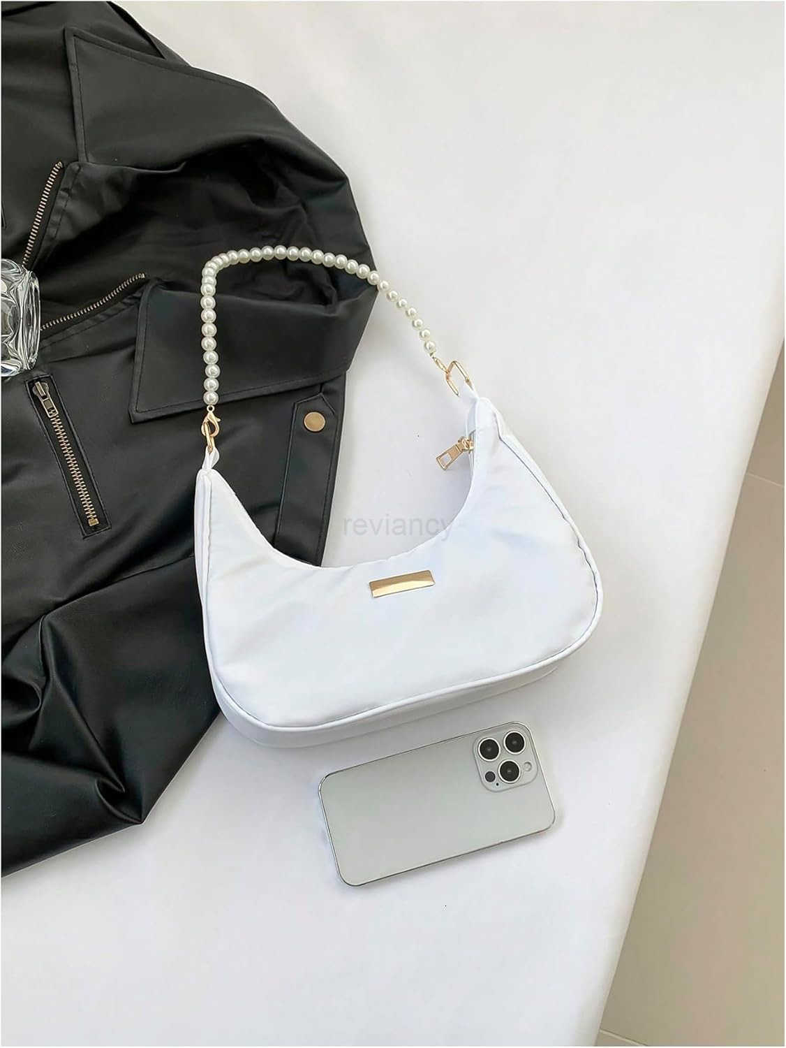 Womens Pearl Top Handle Shoulder Handbag Floral Hobo BagW250913