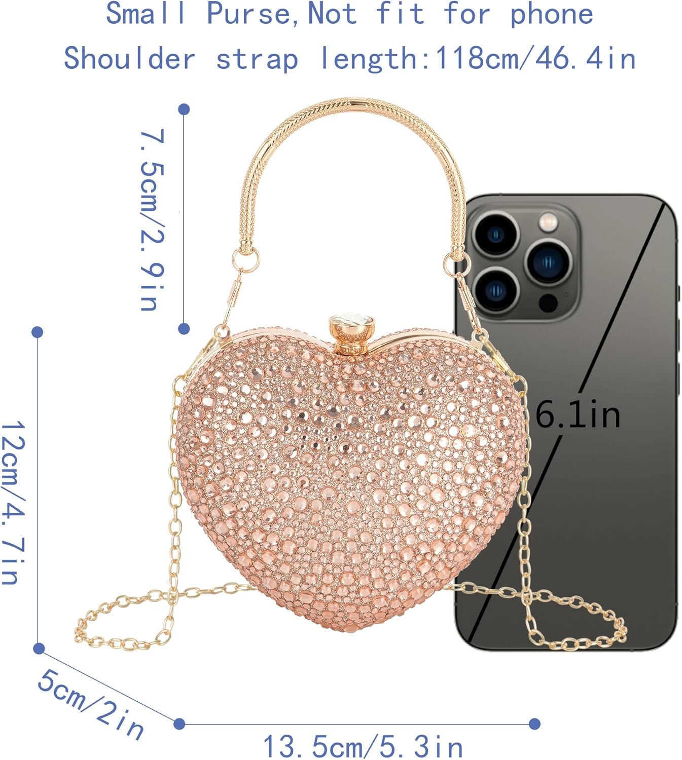 Women Heart Shaped Clutch Handbag Wedding Party Evening Bag Mini Chain Purse Cocktail Prom Tote Shoulder BagW250913