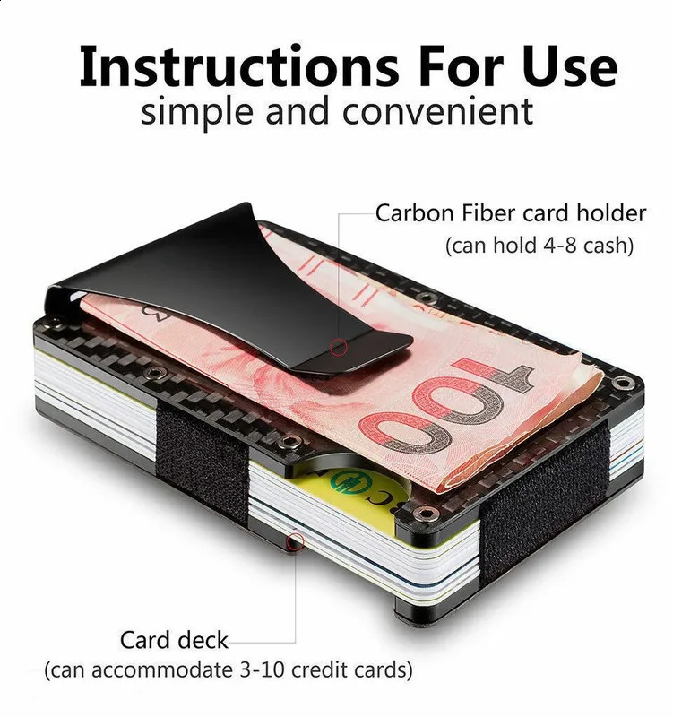 Minimalist Carbon Fiber RFID Holder Ultrathin Mini ID Credit Card Holder Aluminum Alloy Mens and Womens Wallet 250912