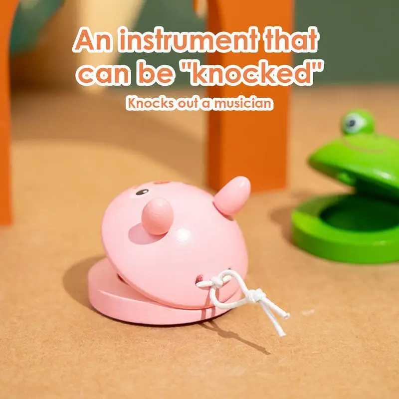 Kids Cartoon Wooden Castanets Music Instruments Baby Clapper Handle Musical Instruments Toys Educational Toys For Children C250913