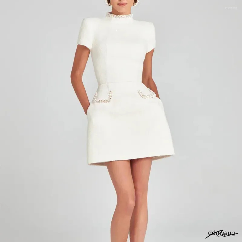 Two Piece Dress Talenza Women's Elegant Tweed A-Line Solid Slim Fit Short Sleeve Retro O-Neck Patchwork Evening ddmyAug