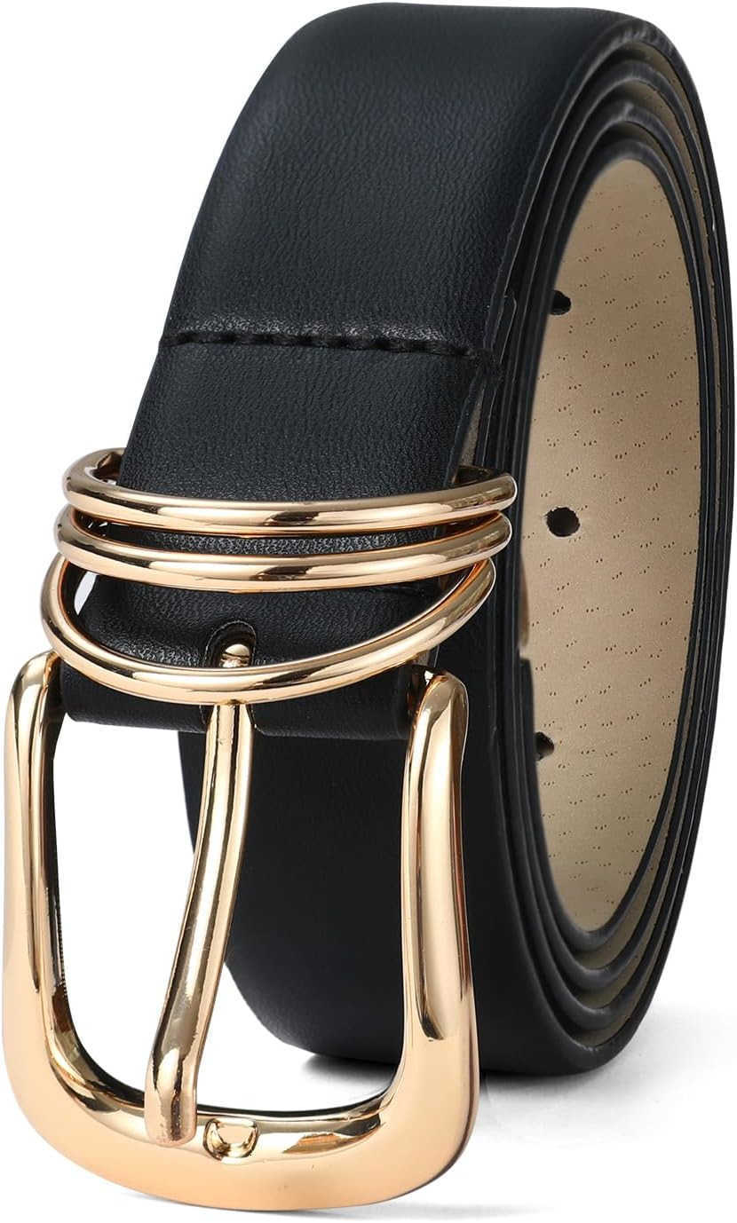 Womens LEather Belts with Gold Fashion LEather Waist Belt ELEgant Ladies Belts for Jeans DrESS Casual WearY260117