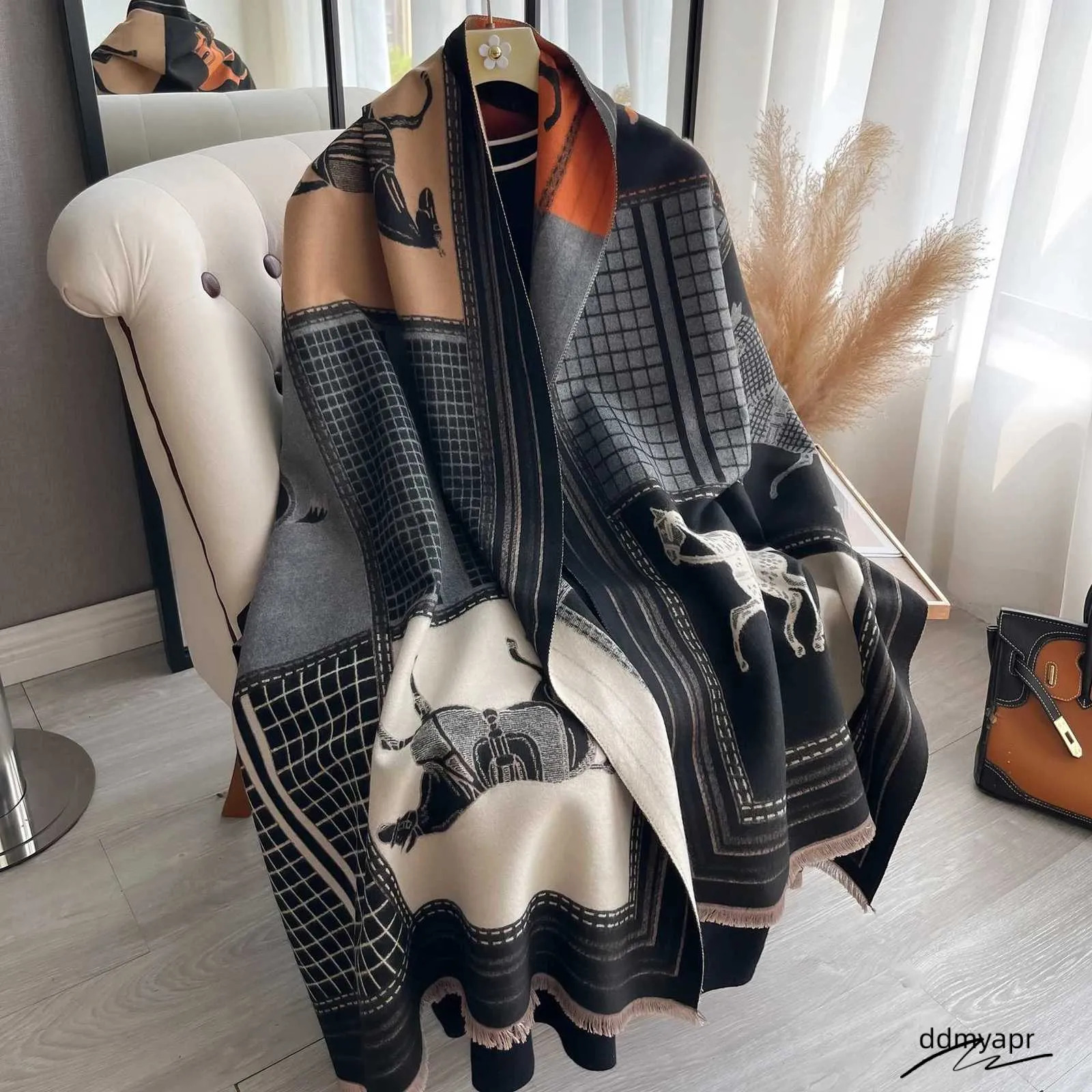 Autumn Winter Women Pashmina Shawls And Wraps Cashmere Blanket Warm Thick Stoles For Ladies Outdoor Scarf 2024 New Print G250818 ddmyapr
