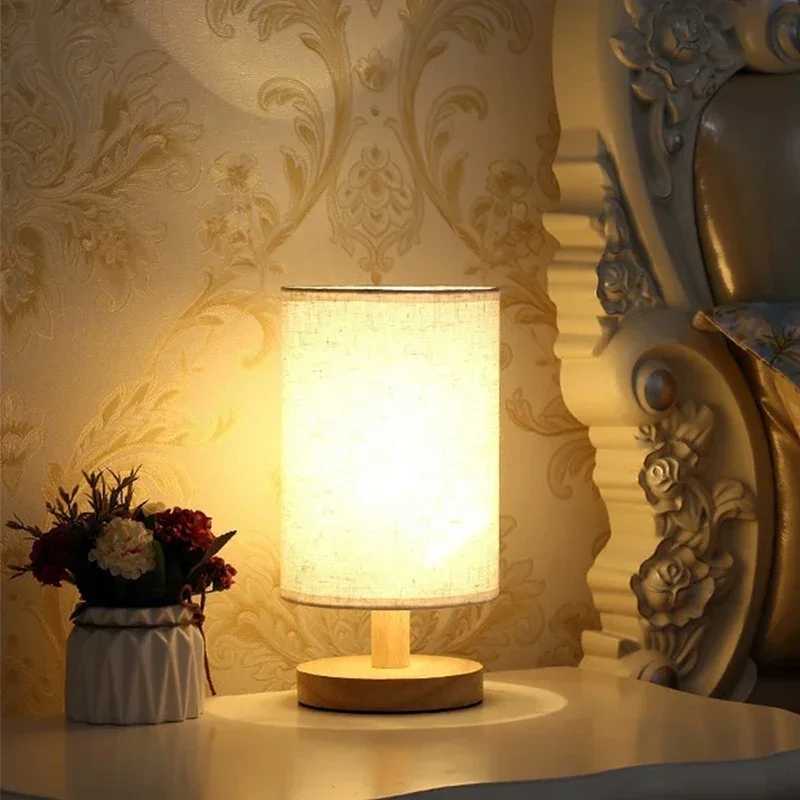 LED Table Lamps Dimmable USB Plug Night Light with Simple Chinese Style Fabric Lampshade for Bedroom Bedside Decoration C251122