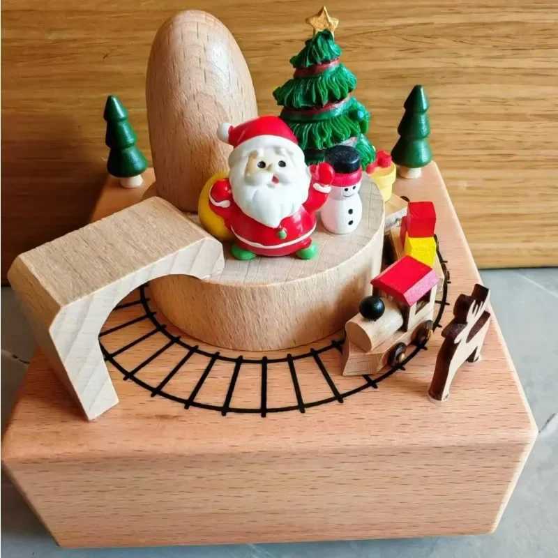 Wooden Carousel Music Box Ornaments Rotatable Handcranked DIY Handmade Birthday Christmas Gift Childrens Toys C250913