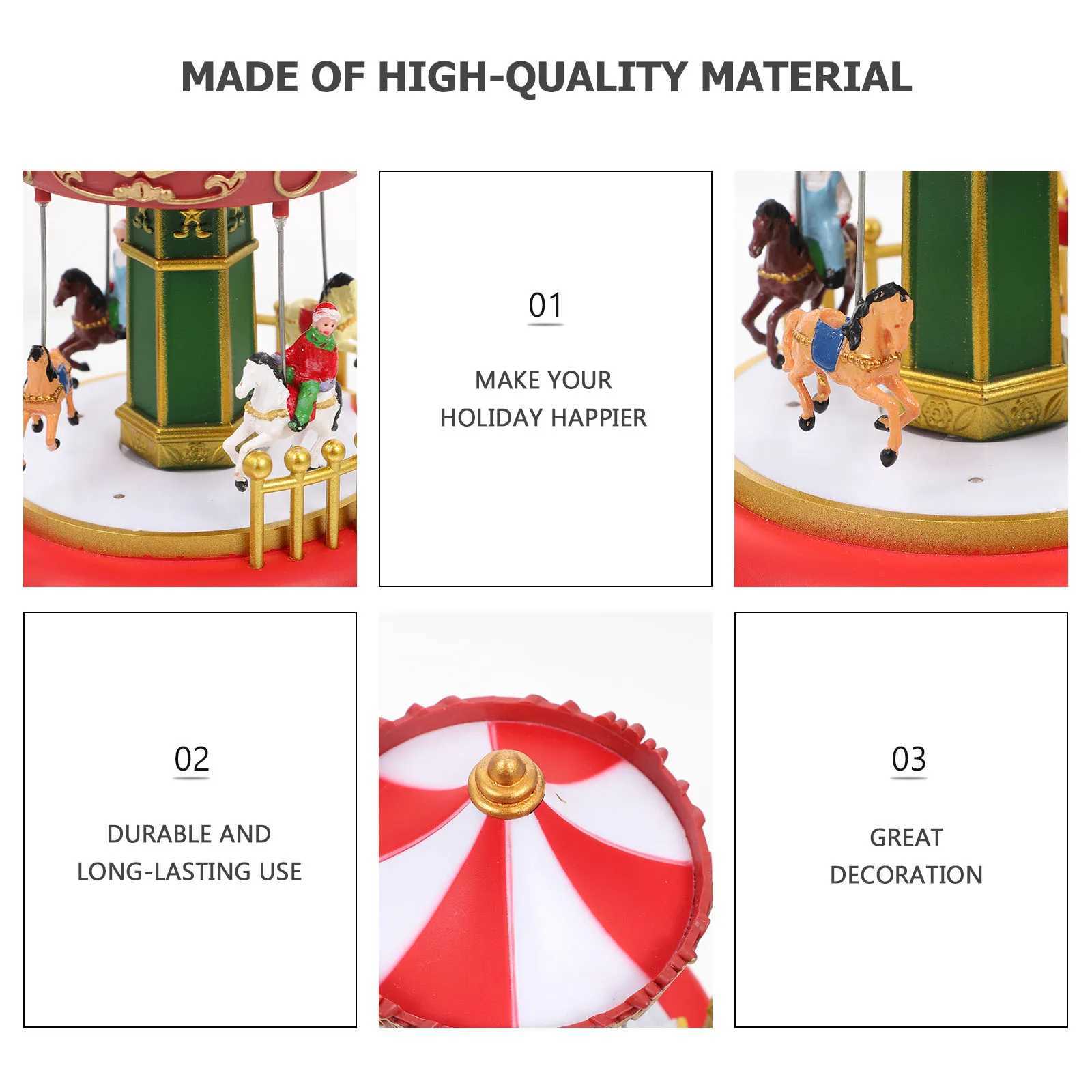 Glowing Music Carousel Merrygoround Ornament Boxes Christmas Musical Decorations Ornaments Plastic Child C250913