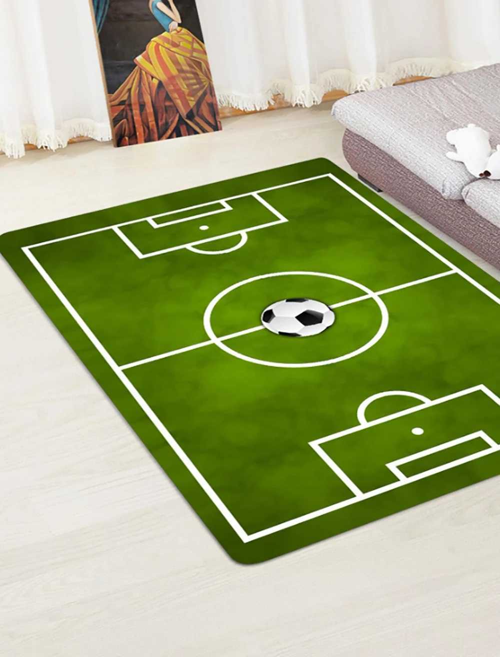 Football Field Pattern AntiSlip Rug Decor Carpet Suitable For Hotel Lobby Hostel Restaurant Bedroom Living Room C913 H260226