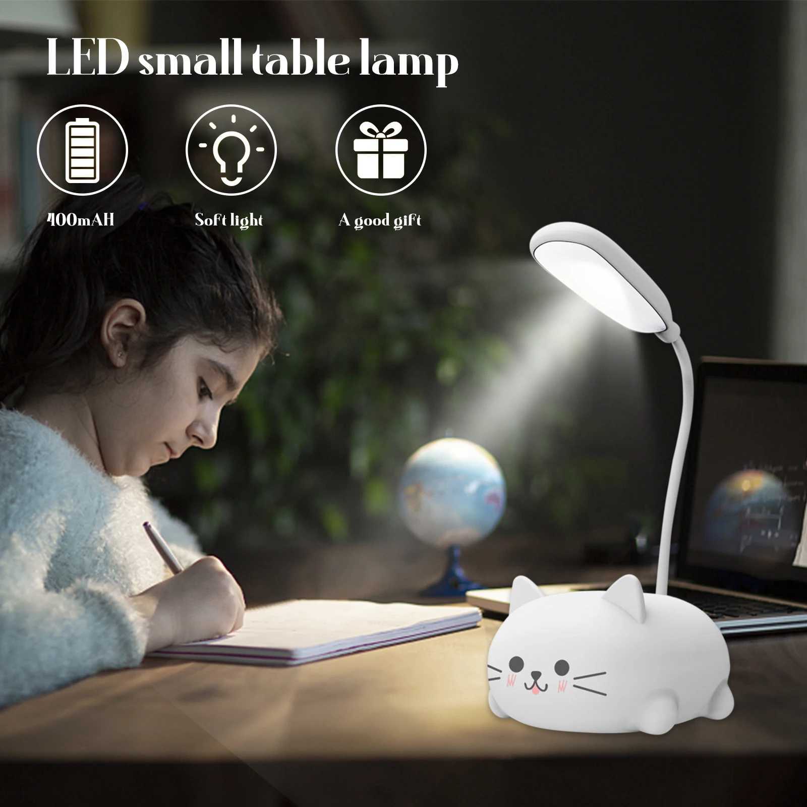 USB Night Light Foldable Cute Cat Student Learning Light Rechargeable 400mAh Adjustable Gooseneck Kids Gifts for Bedroom Office C250913