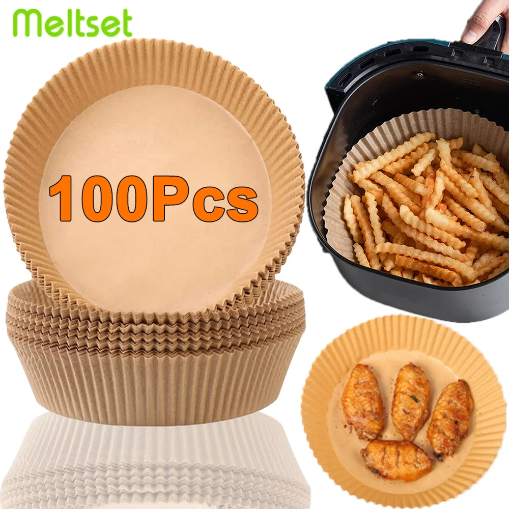 Air Fryer Disposable Paper Non-Stick Airfryer Baking Papers Round Air-Fryer Paper Liners Paper Kitchen Accessories for camping baking barbecues summer parties