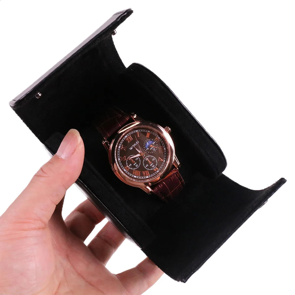 Wholesale Custom Portable Single Watch Travel Roll Organizer Packing Leatherette Storage Case Box Packaging 250912
