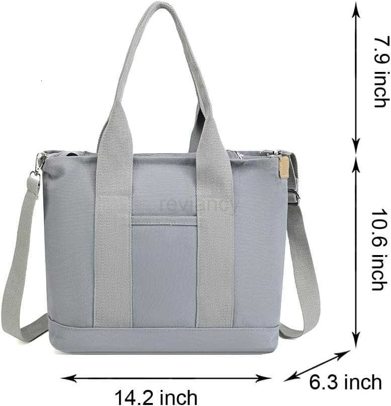 Canvas Tote Bag for Women Large Capacity MultiPocket Handbag Crossbody bag Satchel BagW250913