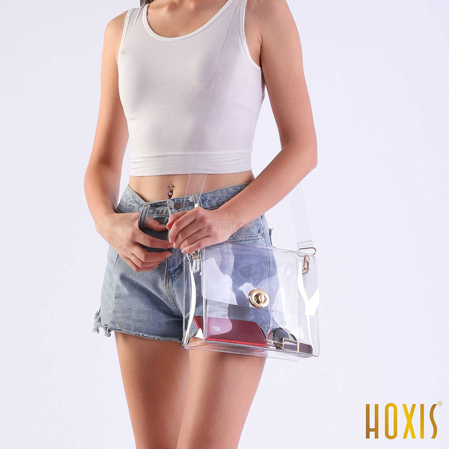 Clear Bag with Turn Lock Closure Womens Cross Body Handbags Stadium ApprovedW250913