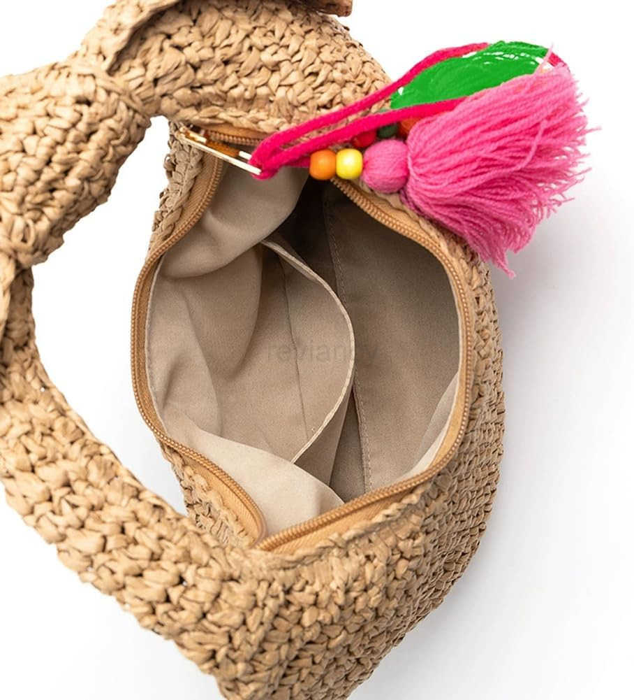 Straw Clutch Purse with Bow Top Handle Bag Summer Straw Handbag Beach Woven Evening Bag for Parties Wedding TravelW250913