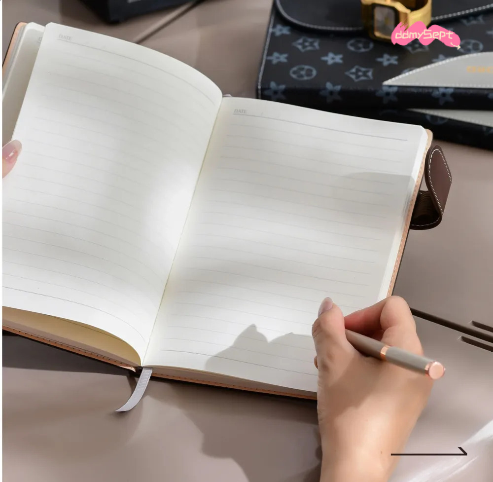 wholesale Creative Art Vintage A5 Hardcover Lined Notebook Business Office High-Quality Printable Meeting Schedule Work Memo High-End Journal 250818 d