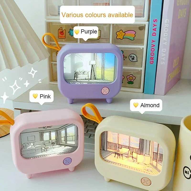 TV Painting Night Light Led Cute Child Learning Table Lamp Room Home Decoration Atmosphere Lighting Mini Desktop Birthday Gift C250913