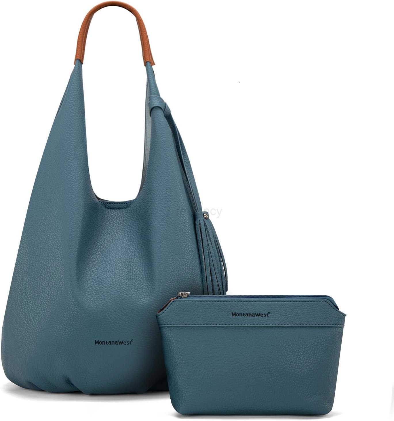 Women Slouchy Handbags 2PCS Tassels Shoulder Bag with ComESTic BagW250913