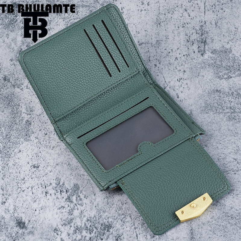 TB BHULAMTE Luxury Designer Bag Litchi Wallet Women's Short Wallet Women's Cardholder Wallet Integrated Wallet Women's High End Wallet