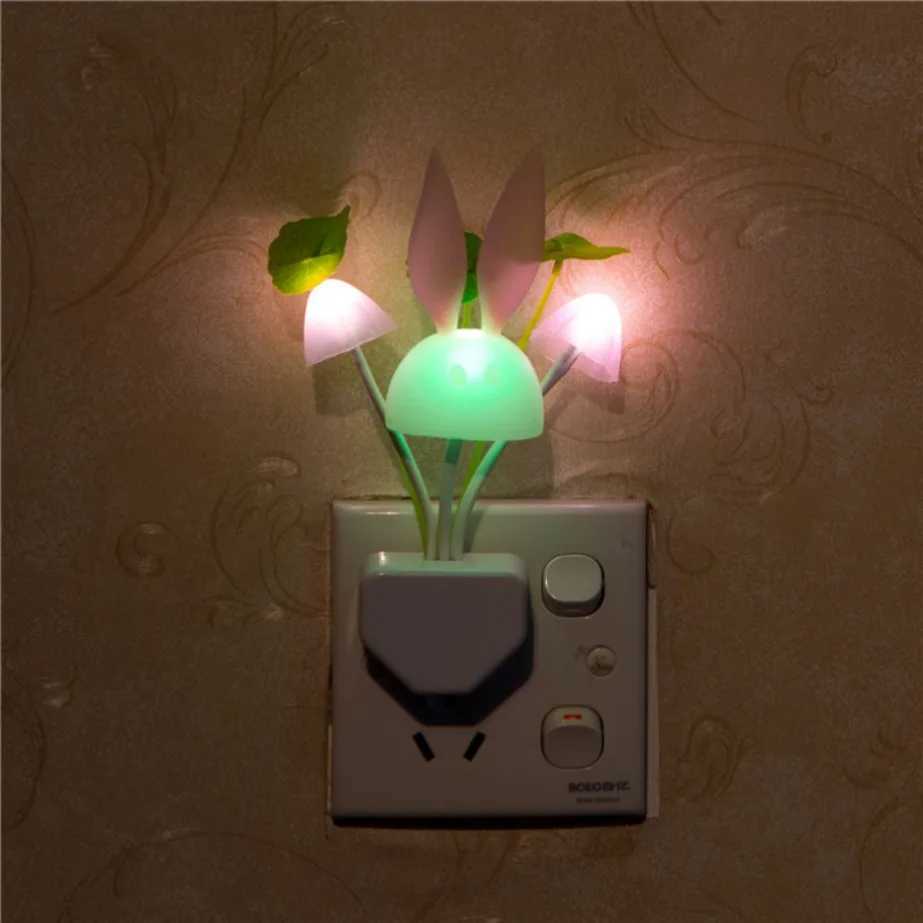 LED Night Light Automatic Sensor Night Lamp EUUS Plug in Wall Light 110V220V 3 LED Mushroom Night Lights For Children Bedroom C250913