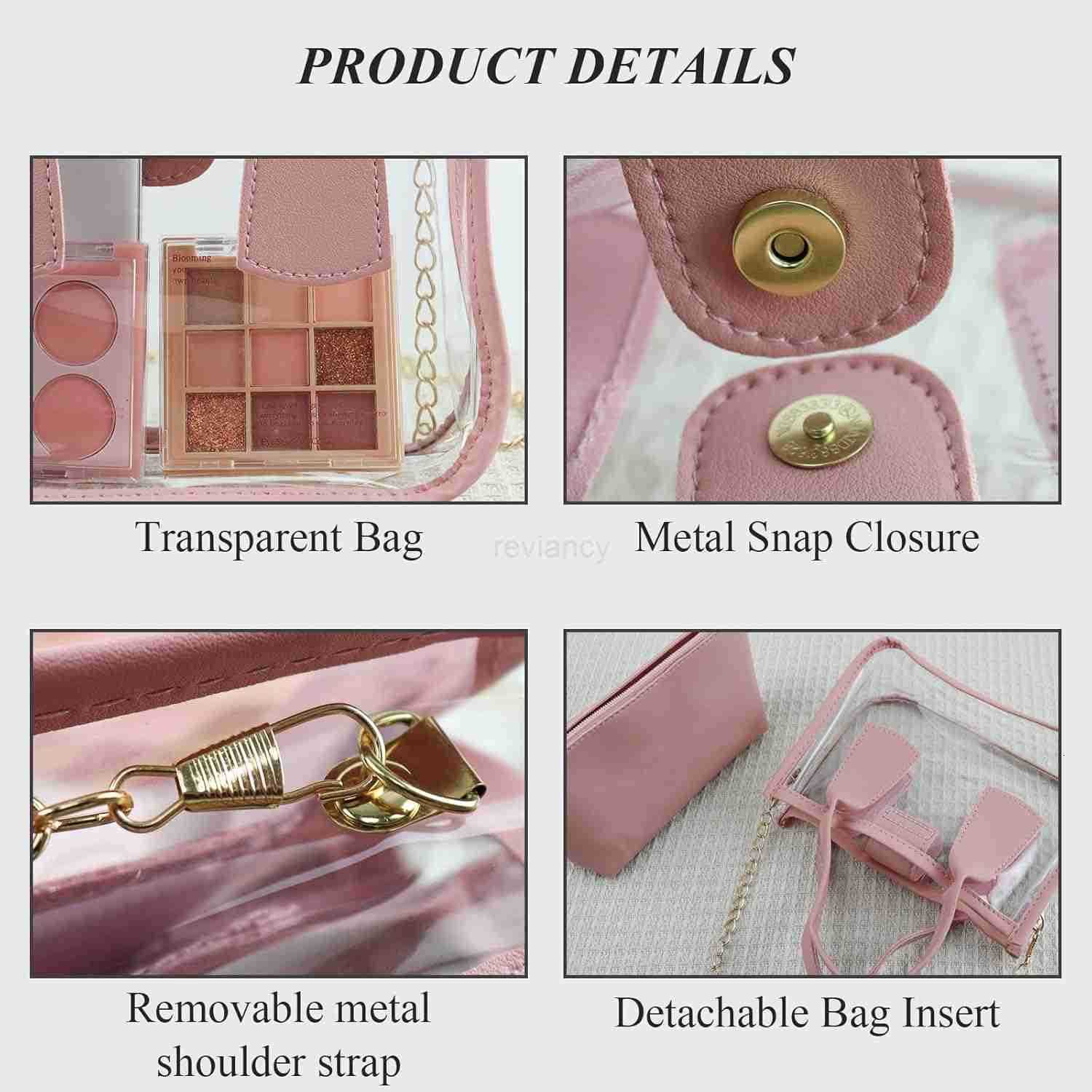 Clear Crossbody Purse Clutch Purses for Women with Detachable Bag Insert Chain Shoulder Strap Clear HandbagW250913