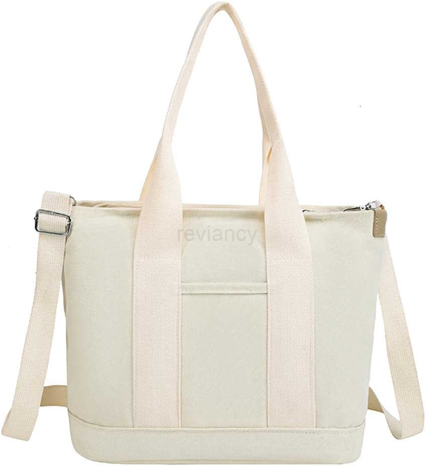Canvas Tote Bag for Women Large Capacity MultiPocket Handbag Crossbody bag Satchel BagW250913