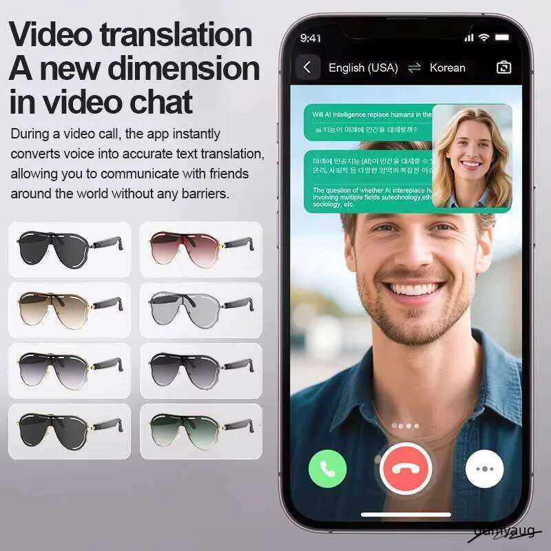 AI Smart Translation Glasses - Bluetooth Sunglasses With Audio, Touch Control & UV Protection (Stainless Steel Frame) ddmyAug