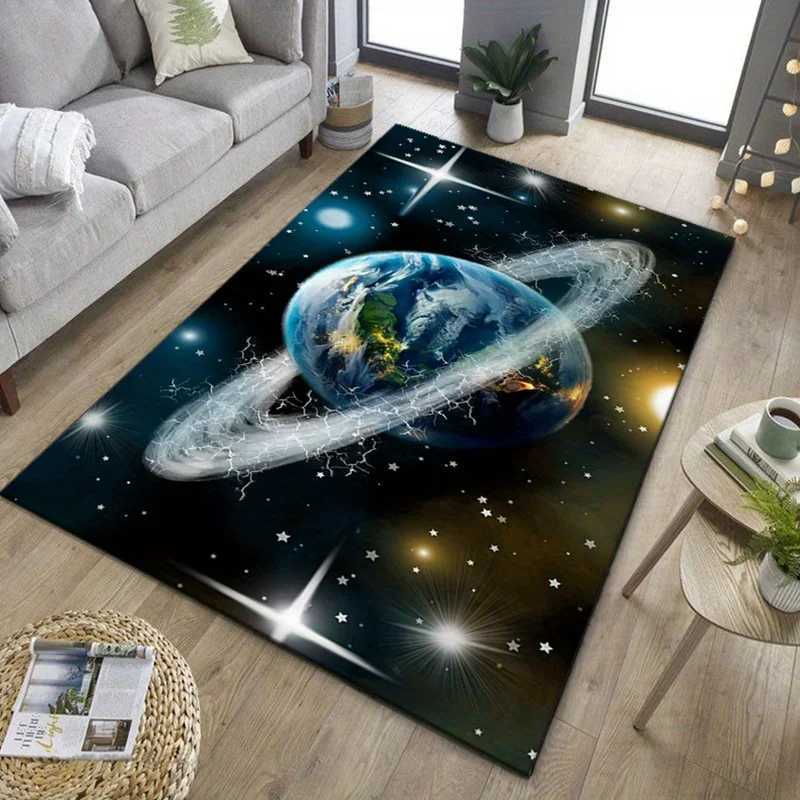 Cosmic Earth Rug with Galaxy Design Modern Home Decor for Bedroom or Living Room Unique SpaceThemed Carpet C250913