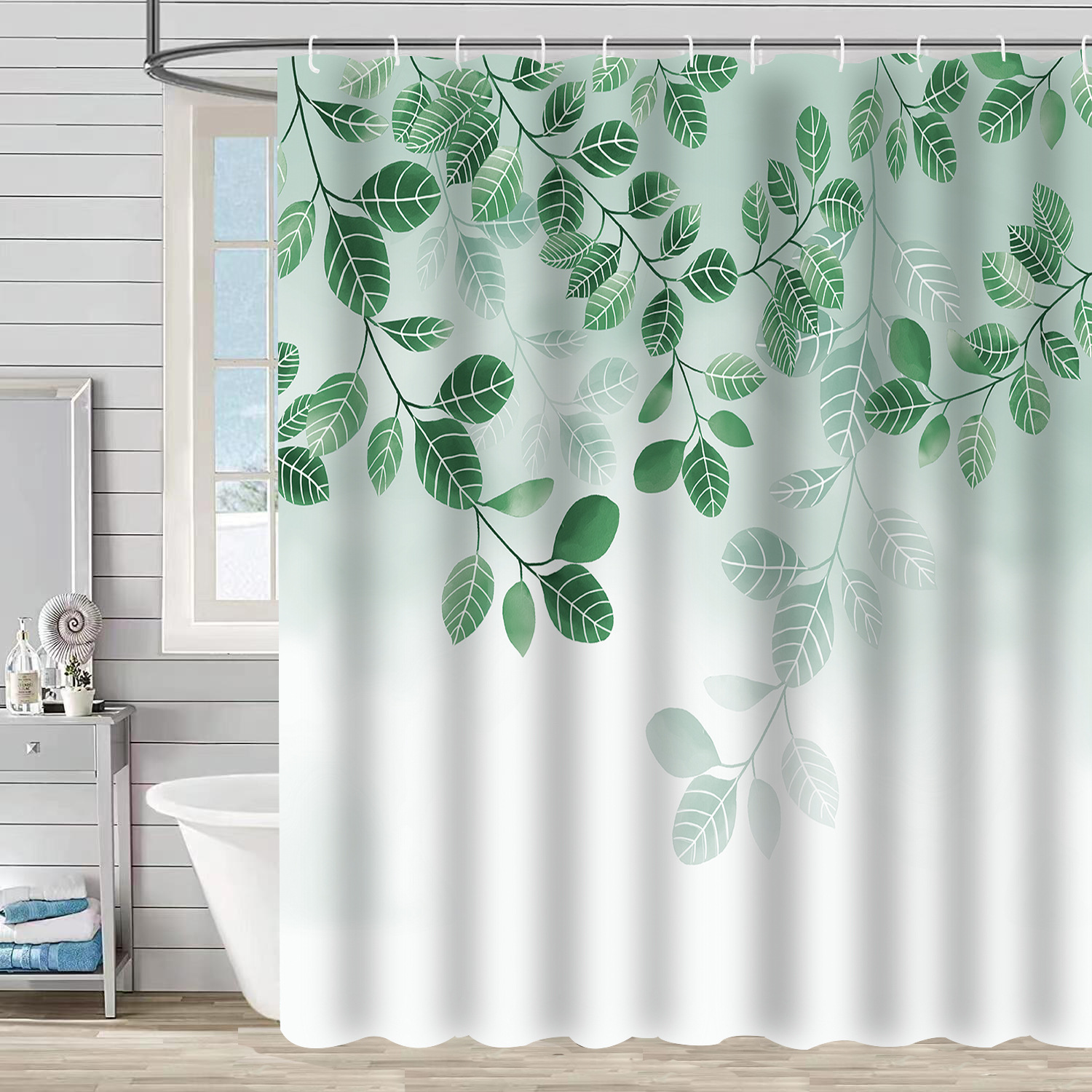 YL-37164 digital shower curtain cross-border plant flower waterproof polyester bathroom four-piece set dry and wet separation moisture-proof